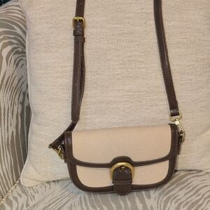 Cream and Brown Crossbody Bag